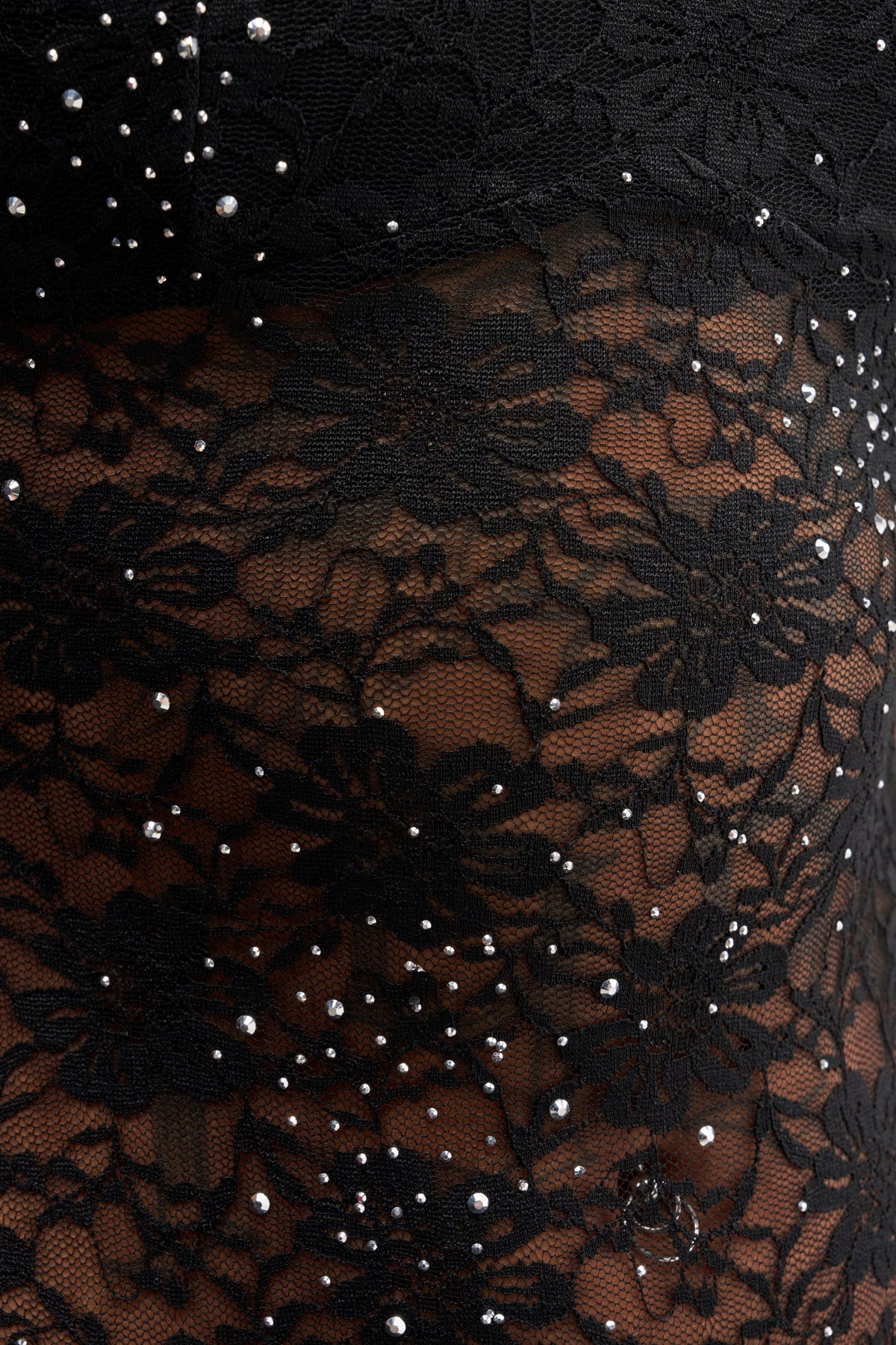 SEE RIGHT THROUGH ME LACE MINI DRESS IN BLACK