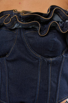 SOMETHING DIFFERENT DENIM CORSET WITH ZIPPER DETAIL