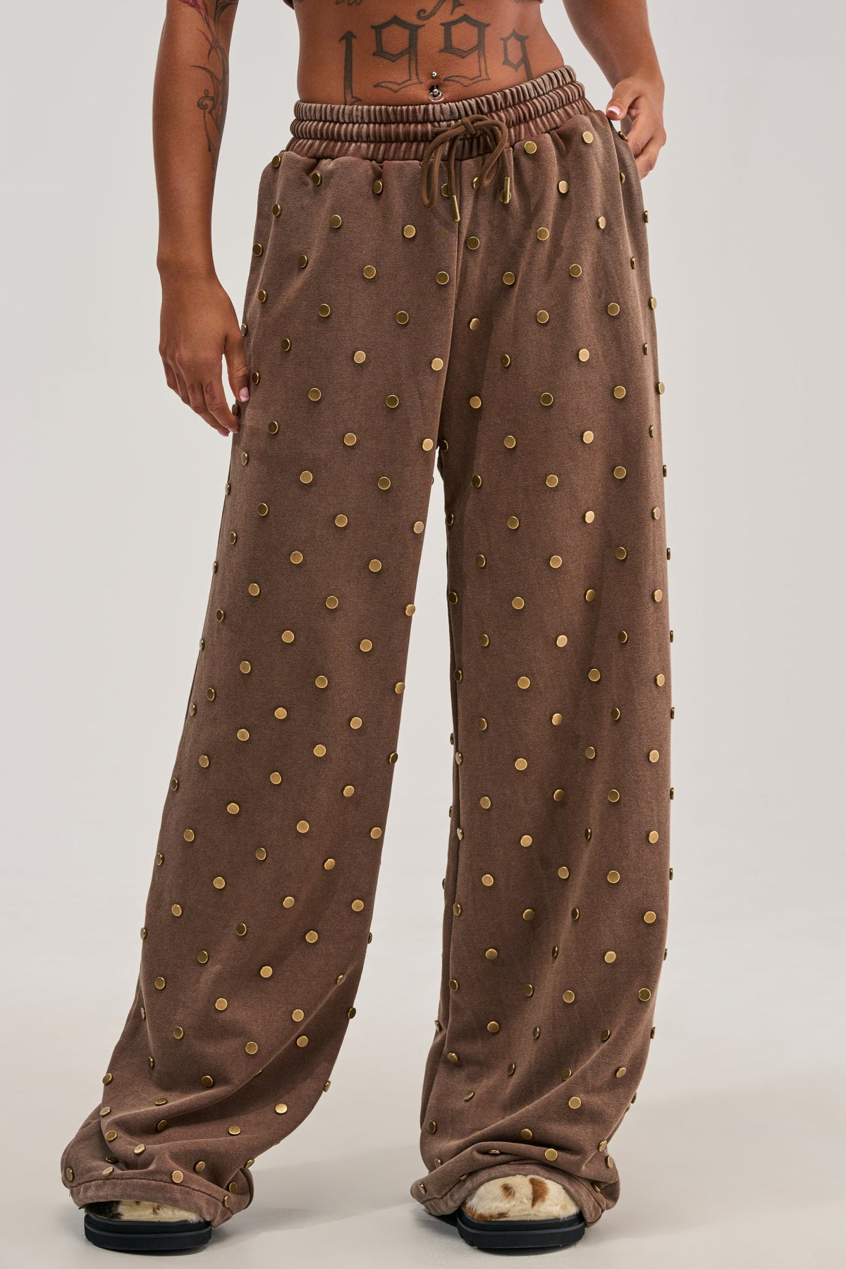 POPPING OFF WIDE LEG JOGGER IN BROWN