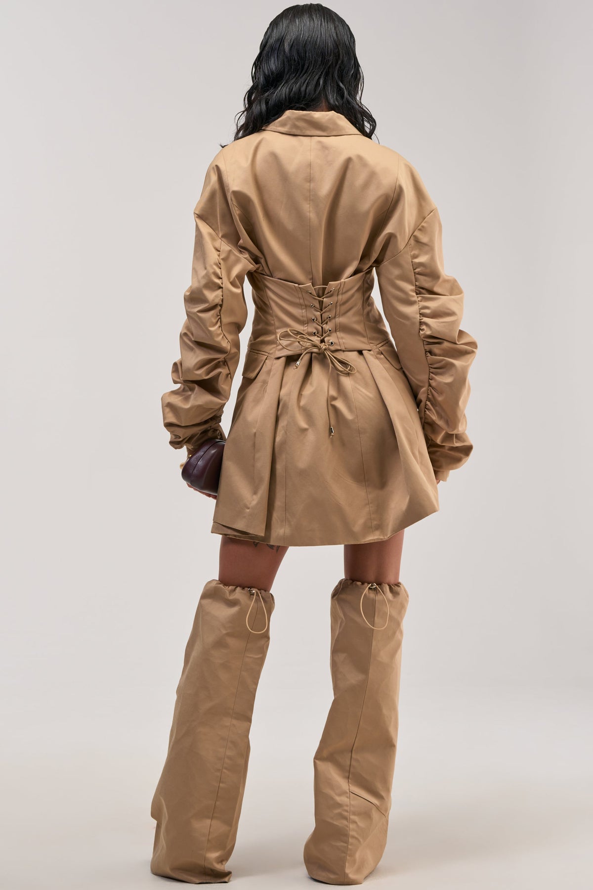 BUSINESS MEETING CHIC BLAZER DRESS AND LEG WARMER SET IN TRENCH