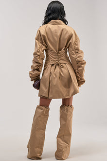 BUSINESS MEETING CHIC BLAZER DRESS AND LEG WARMER SET IN TRENCH