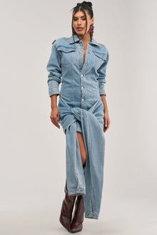 MAGNETIC ENERGY DENIM MINI DRESS