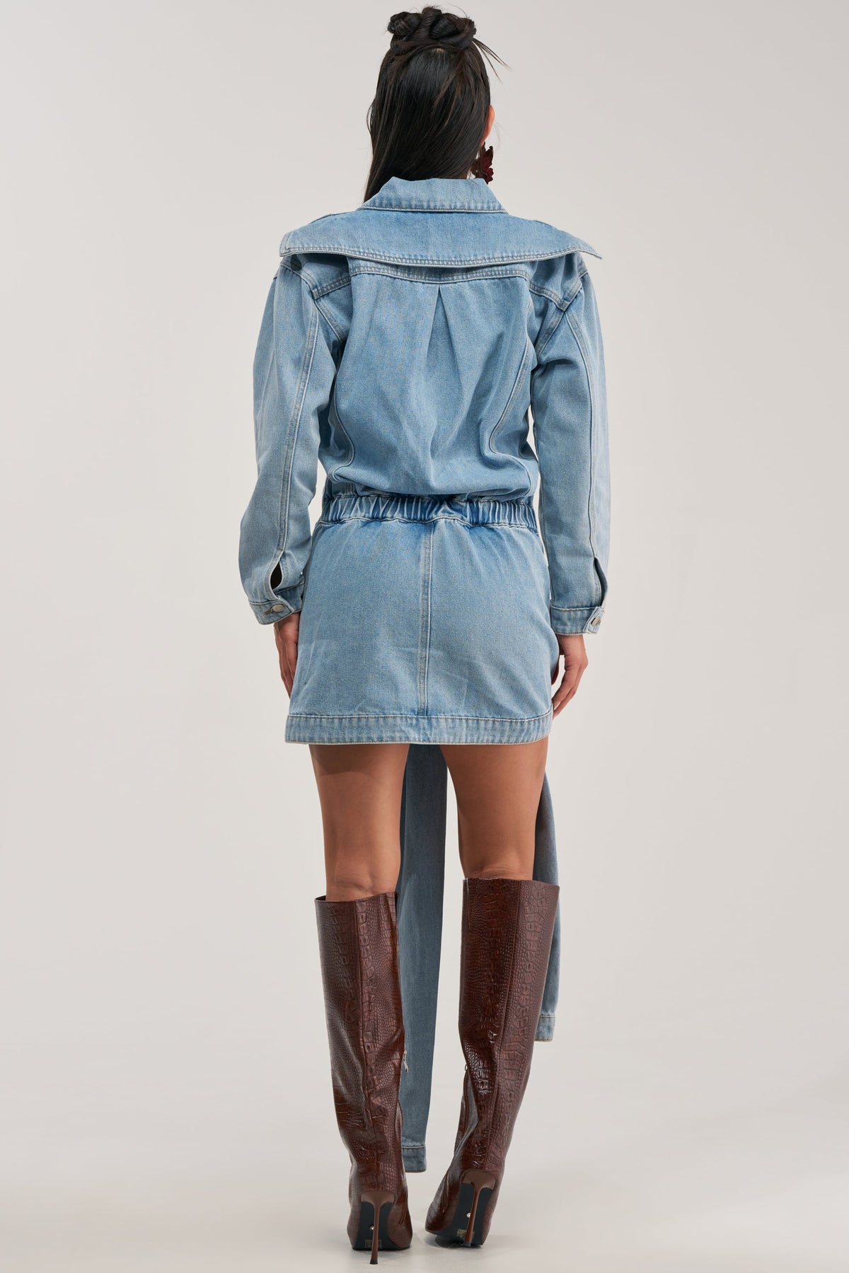 MAGNETIC ENERGY DENIM MINI DRESS