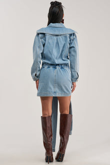 MAGNETIC ENERGY DENIM MINI DRESS