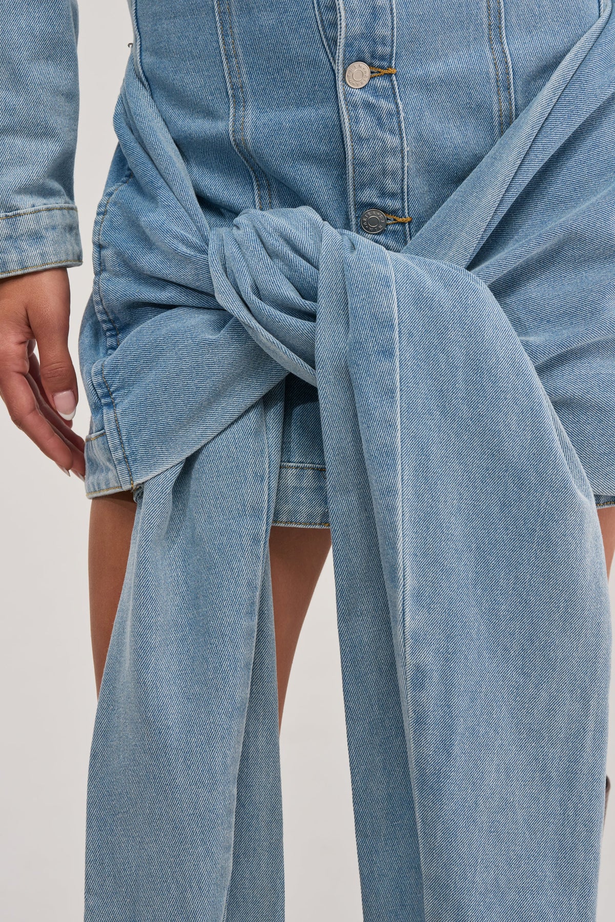 MAGNETIC ENERGY DENIM MINI DRESS