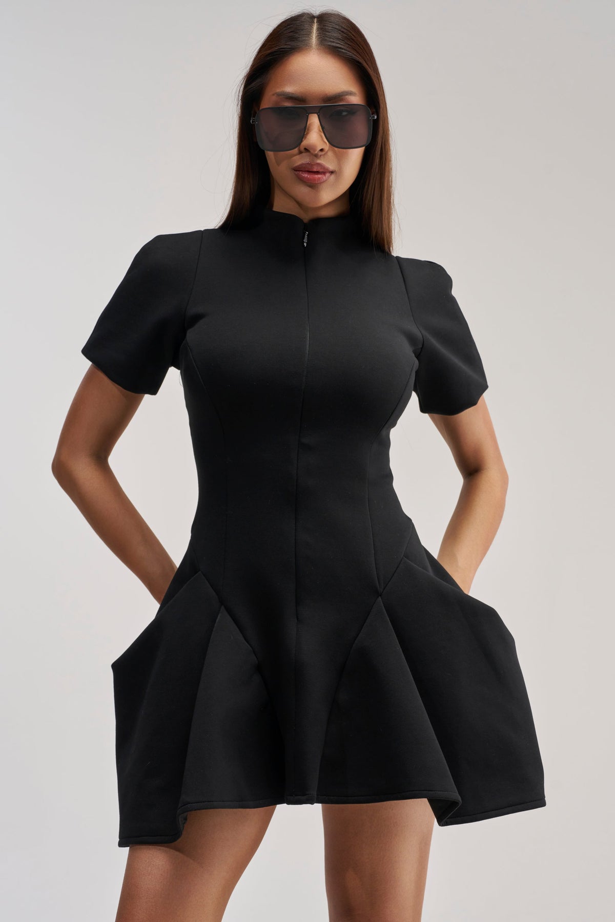 THAT WAS INTENTIONAL STRUCTURED MINI DRESS IN BLACK