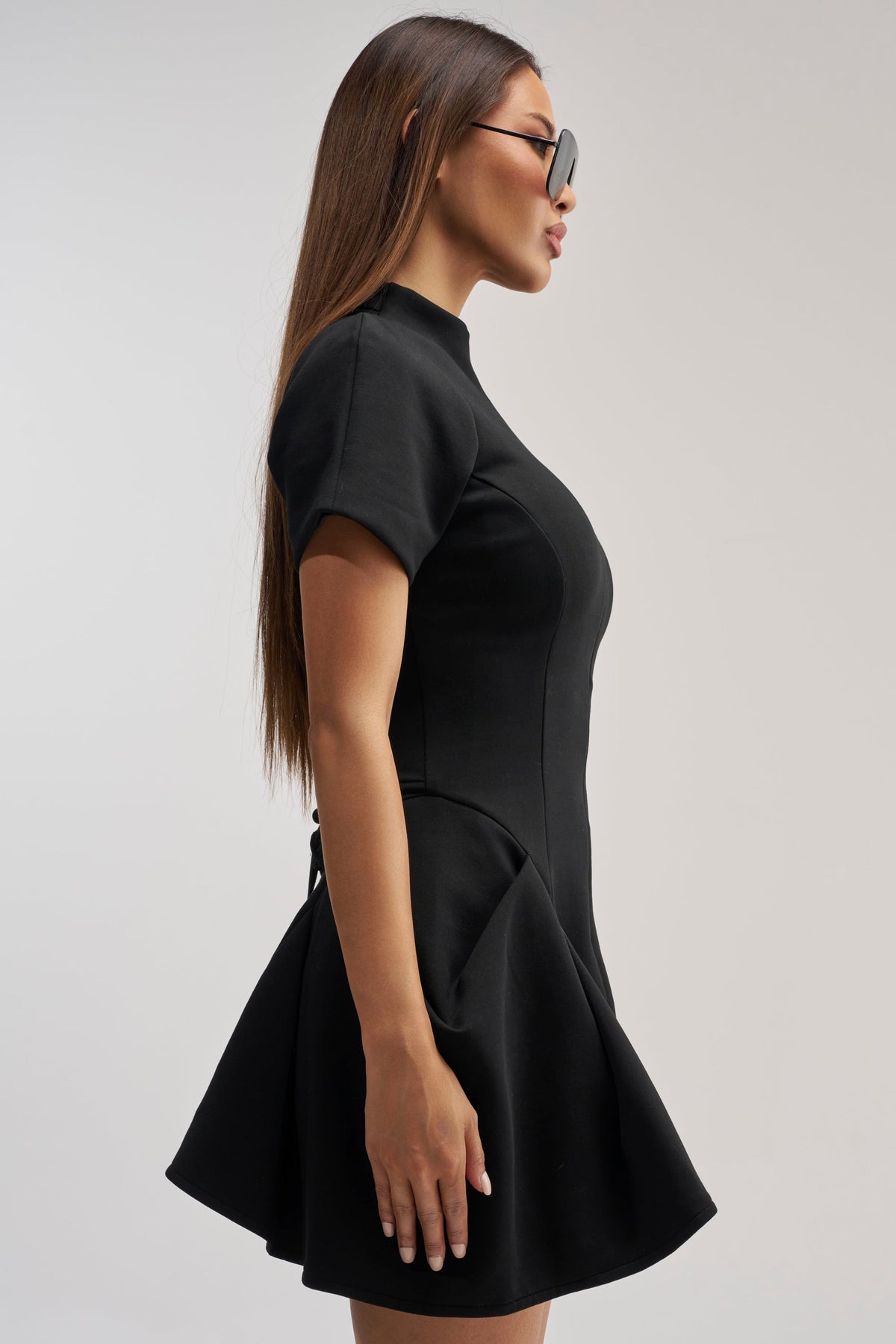 THAT WAS INTENTIONAL STRUCTURED MINI DRESS IN BLACK