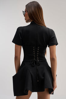 THAT WAS INTENTIONAL STRUCTURED MINI DRESS IN BLACK