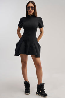 THAT WAS INTENTIONAL STRUCTURED MINI DRESS IN BLACK