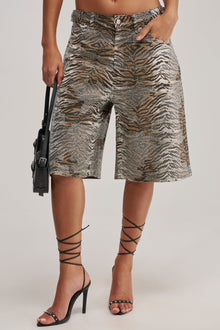 Sisoras FEELING WILD RHINESTONE ZEBRA BERMUDA SHORT