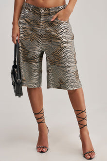 Sisoras FEELING WILD RHINESTONE ZEBRA BERMUDA SHORT
