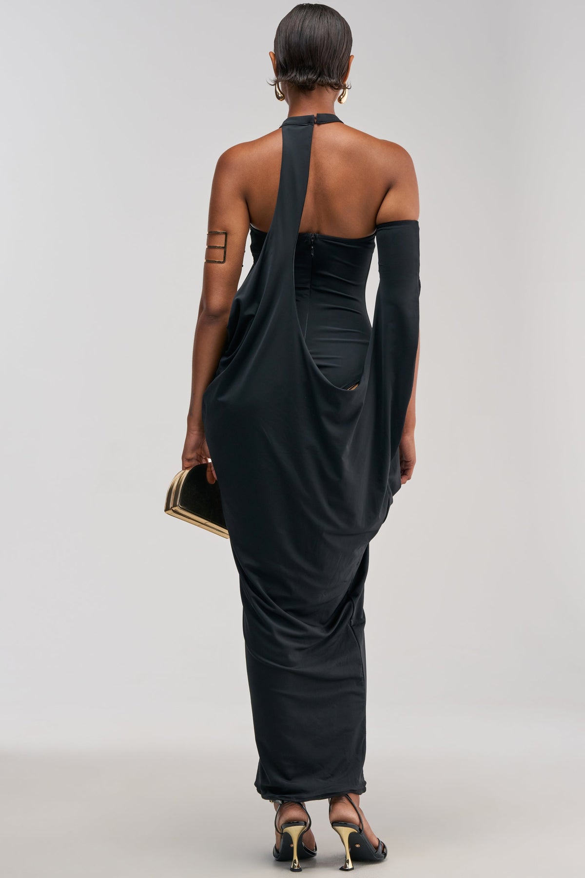 OPTICAL ILLUSION MAXI DRESS IN BLACK