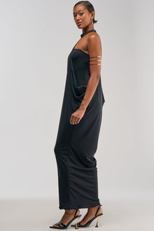 OPTICAL ILLUSION MAXI DRESS IN BLACK