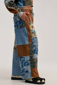 CALL EM CRAZY PATCHWORK JOGGER IN BROWN MULTI