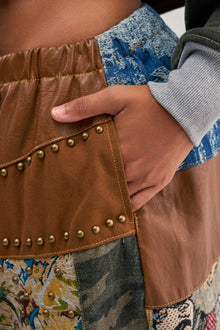 CALL EM CRAZY PATCHWORK JOGGER IN BROWN MULTI
