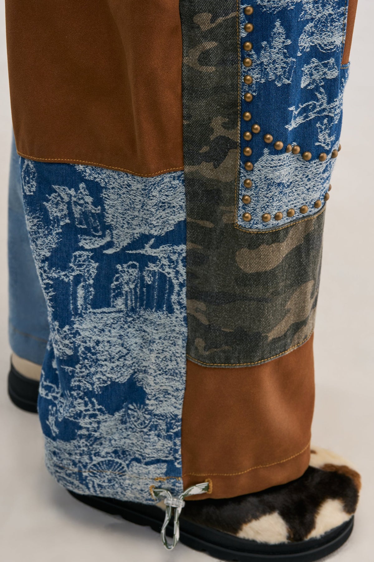 CALL EM CRAZY PATCHWORK JOGGER IN BROWN MULTI