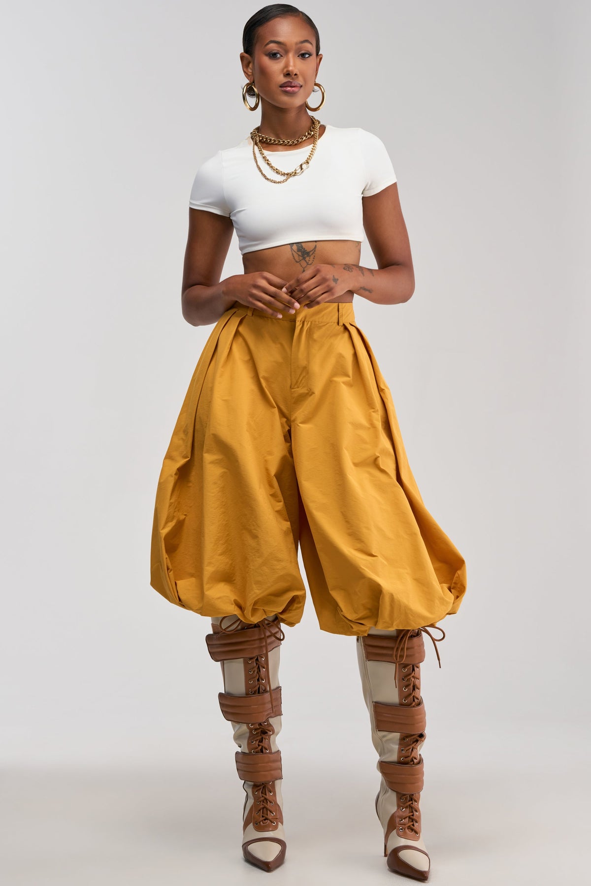 GLOW GAUCHO PANT IN MUSTARD