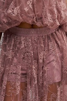 HANNAH LACE MAXI SKIRT IN MAUVE