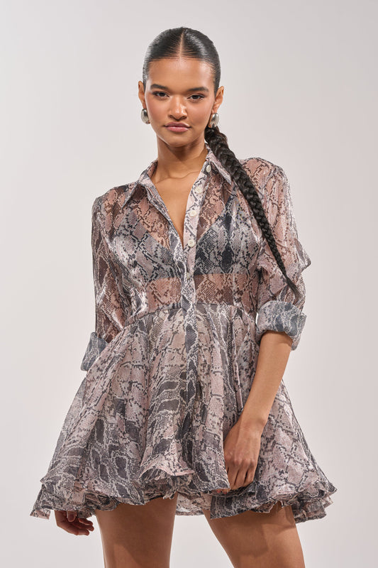 WILD RHYTHM SNAKE PRINT MINI DRESS