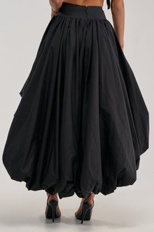 THE BIGGER THE BETTER HIGH LOW MAXI SKIRT IN BLACK