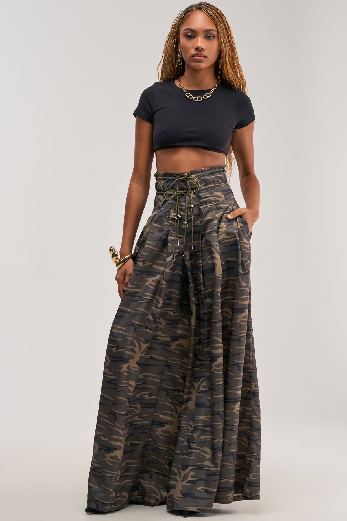 DANCE THE NIGHT AWAY CAMO PALAZZO PANT