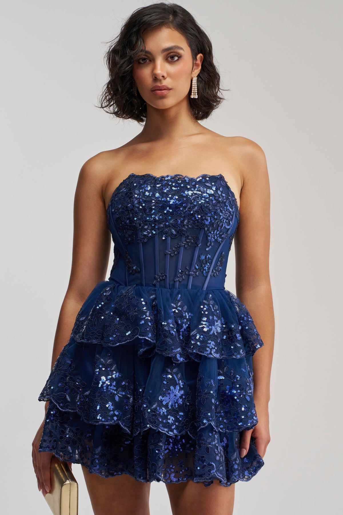 SUCH A FLIRTY GIRL STRAPLESS MINI DRESS IN NAVY