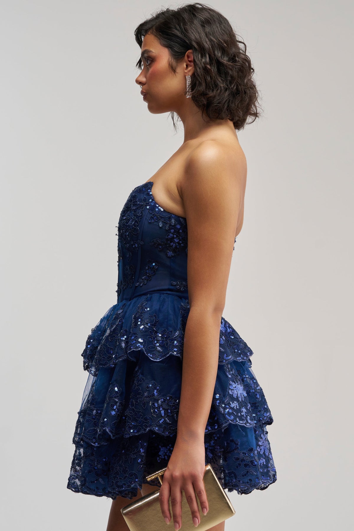SUCH A FLIRTY GIRL STRAPLESS MINI DRESS IN NAVY