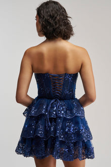 SUCH A FLIRTY GIRL STRAPLESS MINI DRESS IN NAVY