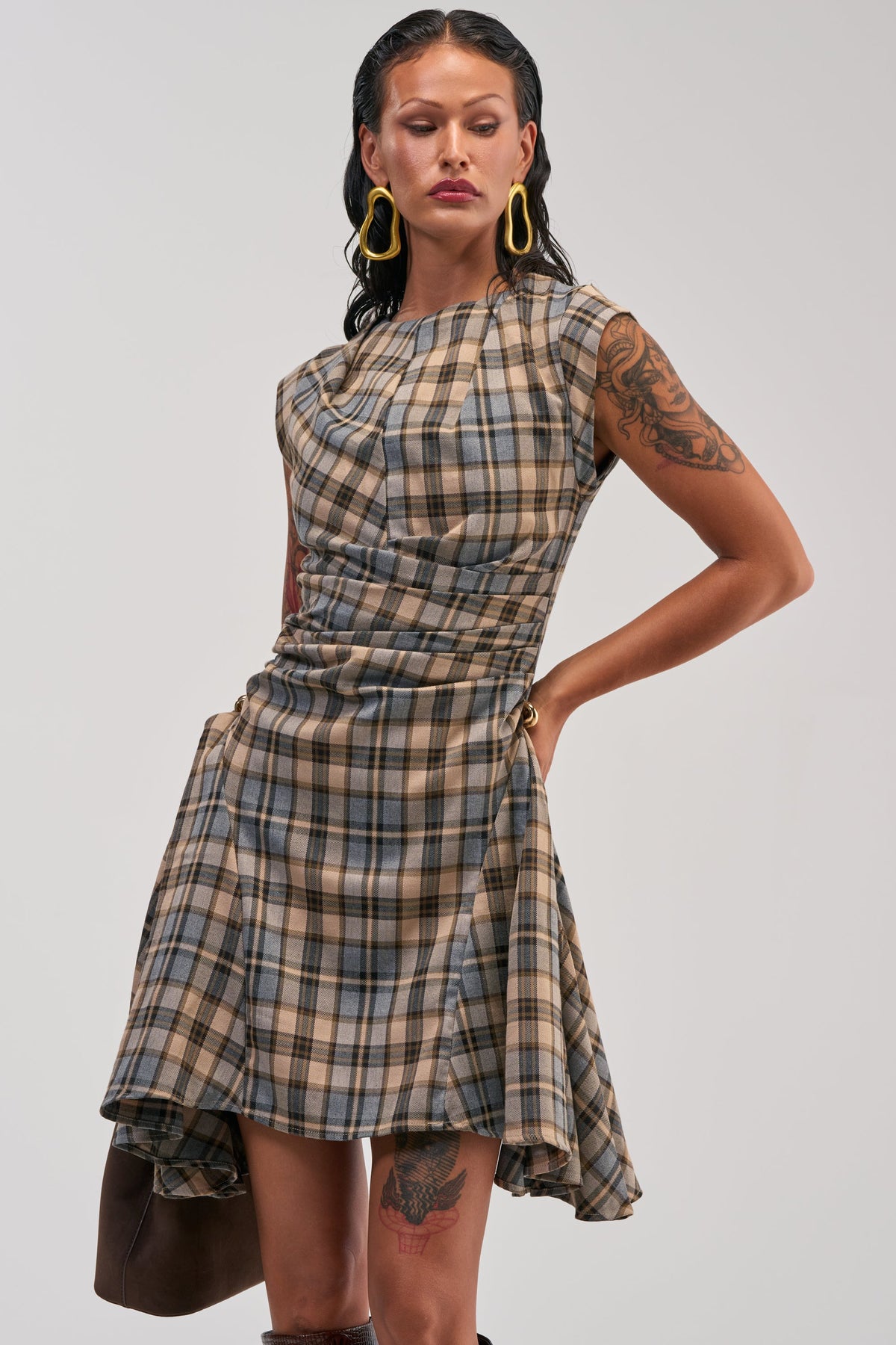 CARRY ME HOME MINI DRESS IN PLAID