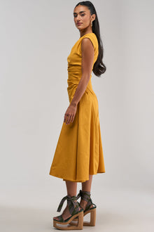 Sisoras IT'S MY TIME MIDI DRESS IN MUSTARD