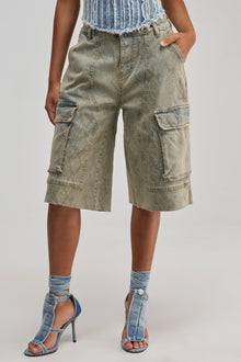 LITTLE SNAKE BERMUDA SHORT VINTAGE DENIM