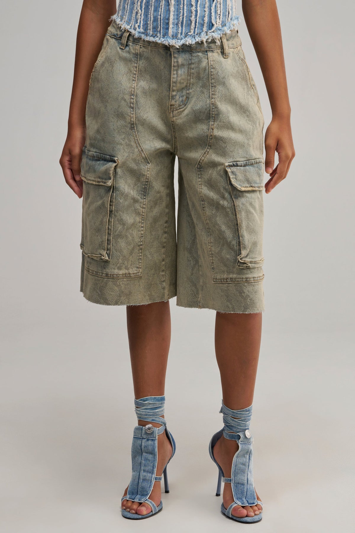 LITTLE SNAKE BERMUDA SHORT VINTAGE DENIM
