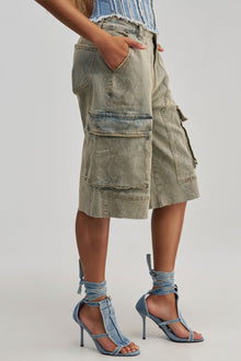 LITTLE SNAKE BERMUDA SHORT VINTAGE DENIM