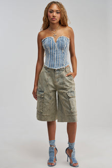 LITTLE SNAKE BERMUDA SHORT VINTAGE DENIM