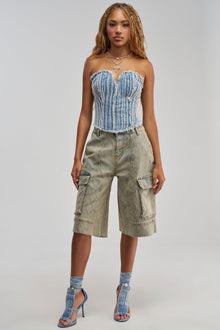 LITTLE SNAKE BERMUDA SHORT VINTAGE DENIM