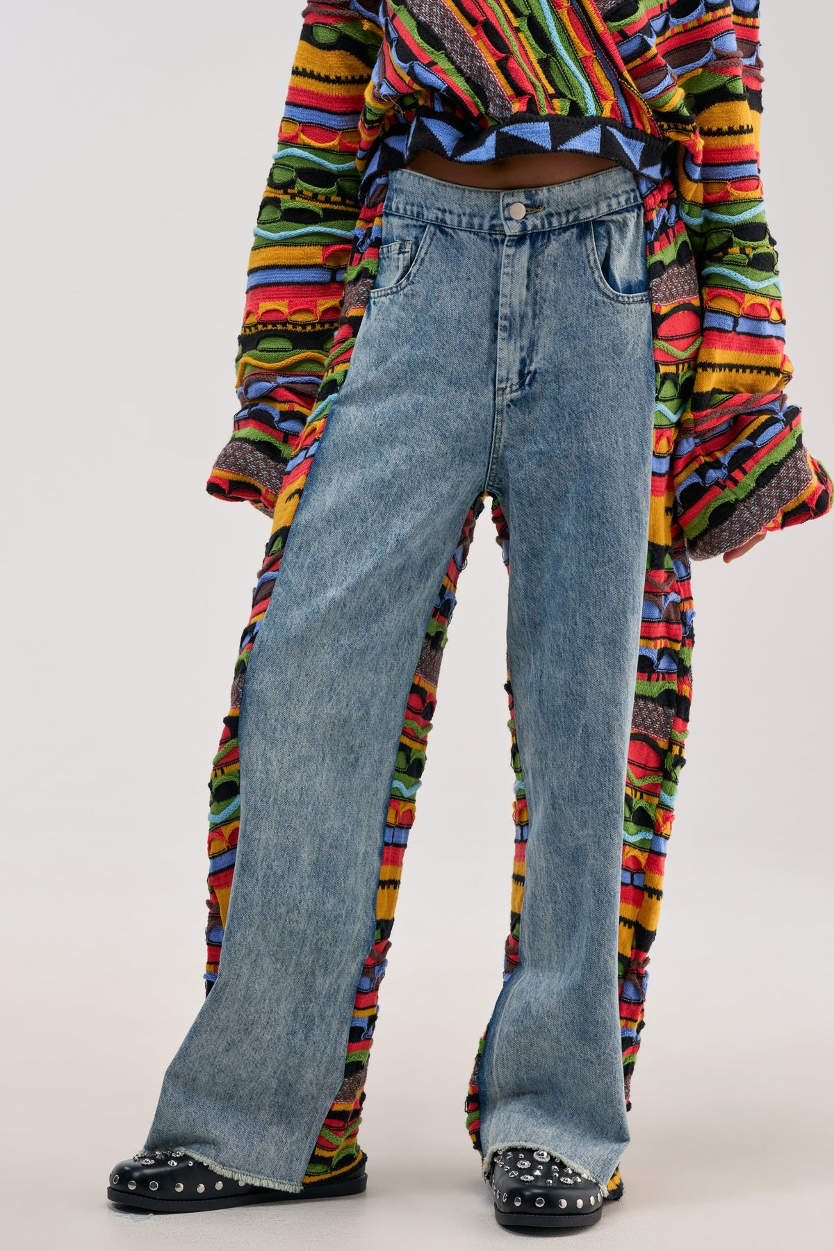 ONE OF ONE DENIM WITH KNIT SIDE PANELS