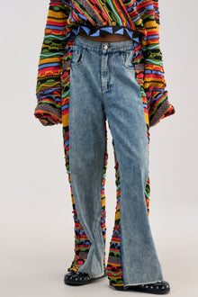 ONE OF ONE DENIM WITH KNIT SIDE PANELS