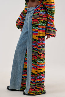 ONE OF ONE DENIM WITH KNIT SIDE PANELS