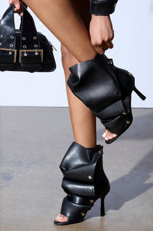 Sisoras AZALEA WANG BIRD SONG SNAP OPEN TOE BOOTIE IN BLACK