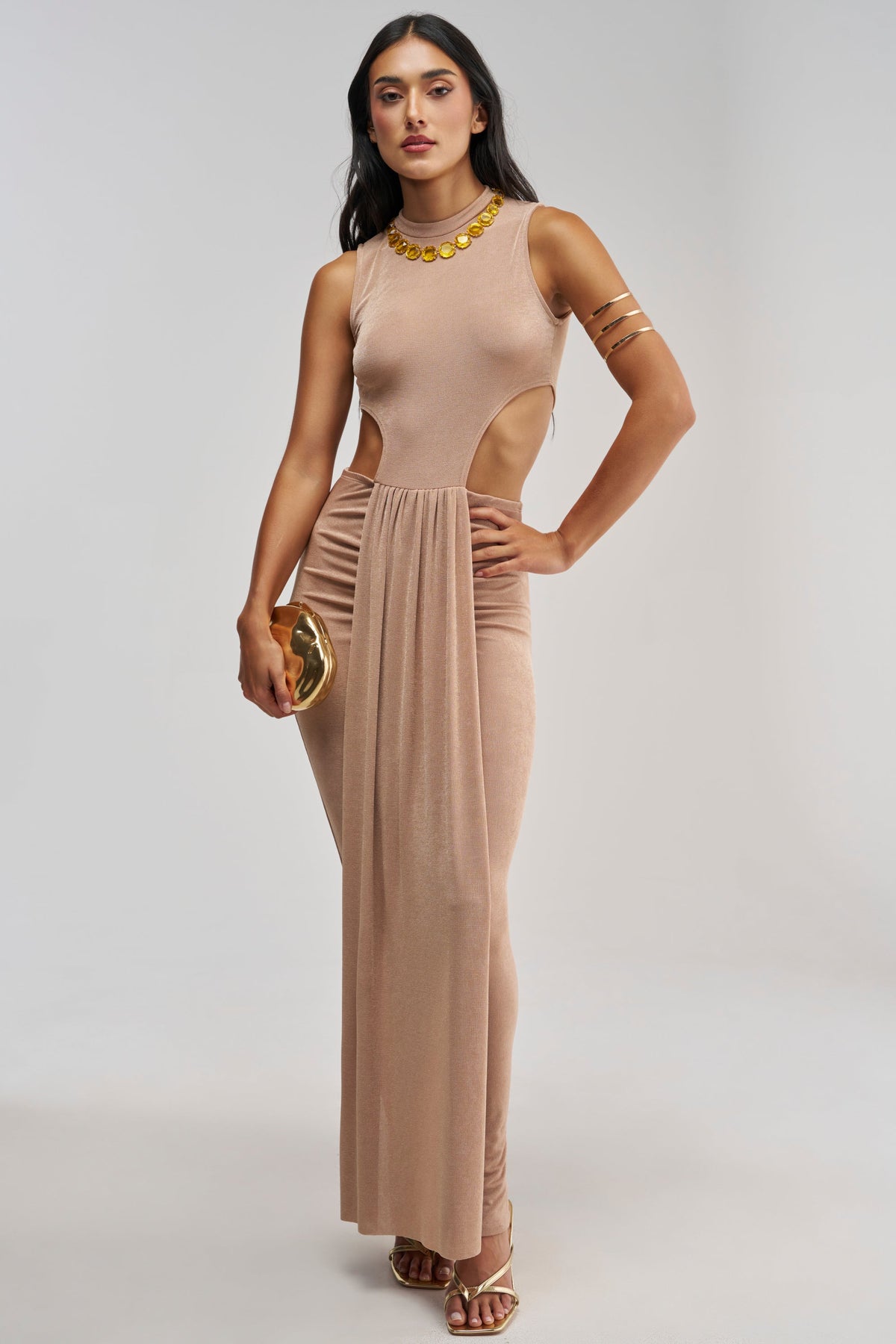 Sisoras MAKE IT UP TO ME MAXI DRESS IN CARAMEL