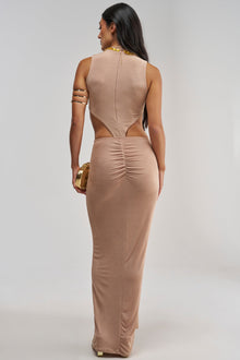 Sisoras MAKE IT UP TO ME MAXI DRESS IN CARAMEL