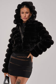 POPCORN FAUX FUR IN BLACK