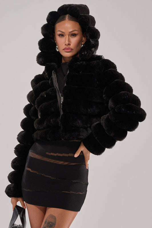 POPCORN FAUX FUR IN BLACK