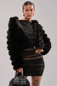 POPCORN FAUX FUR IN BLACK