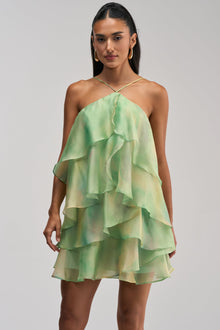 SHINE BRIGHTER BABY MINI DRESS IN GREEN