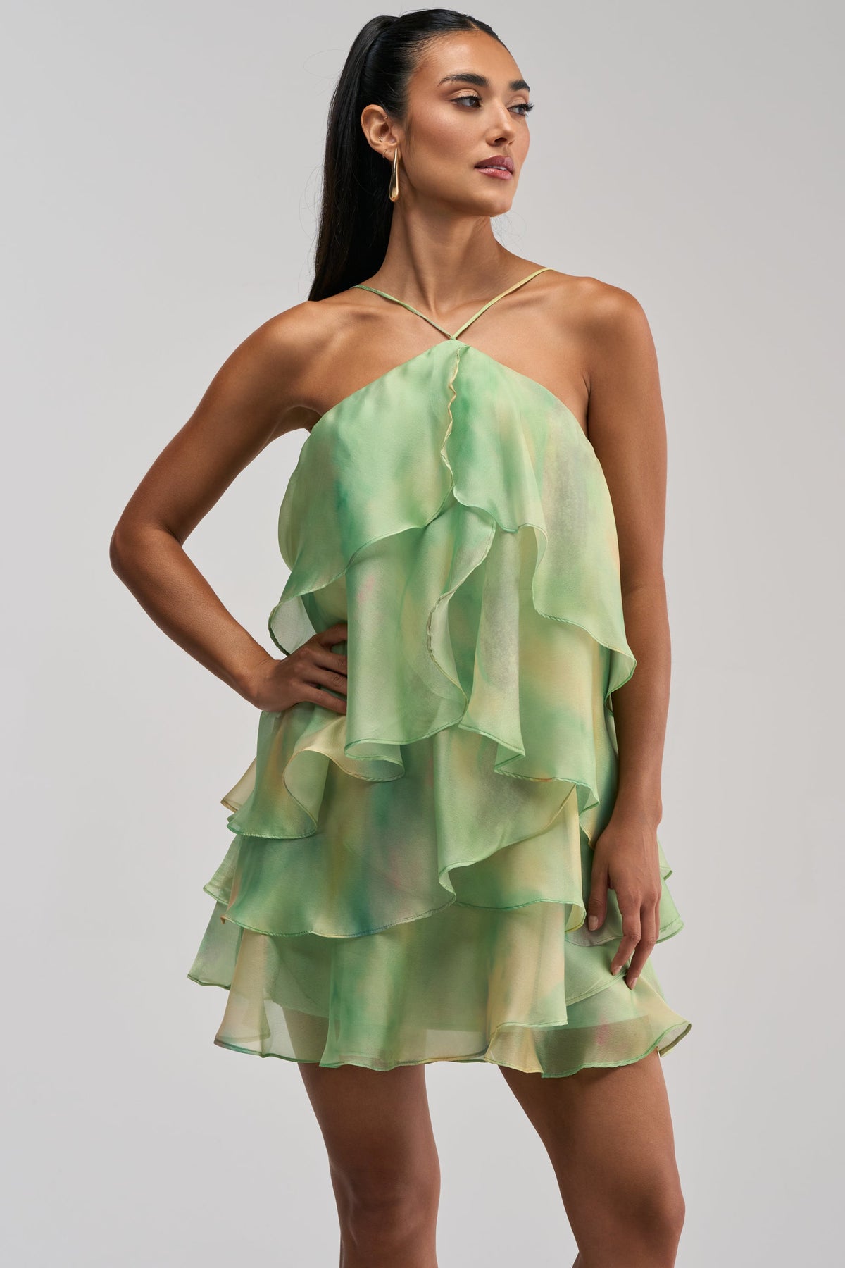 SHINE BRIGHTER BABY MINI DRESS IN GREEN