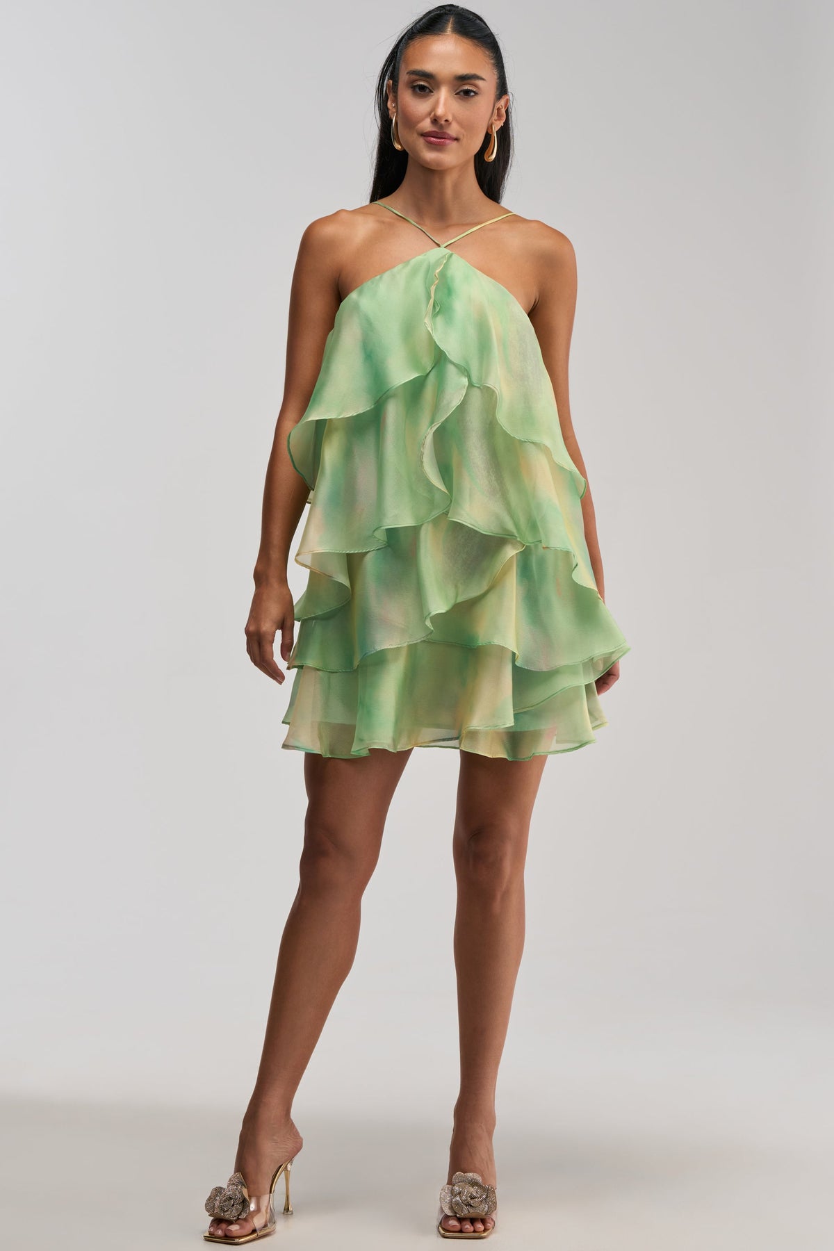 SHINE BRIGHTER BABY MINI DRESS IN GREEN