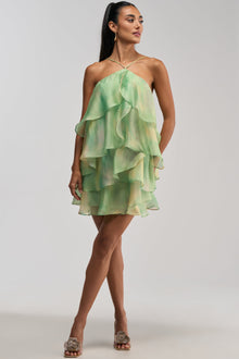 SHINE BRIGHTER BABY MINI DRESS IN GREEN