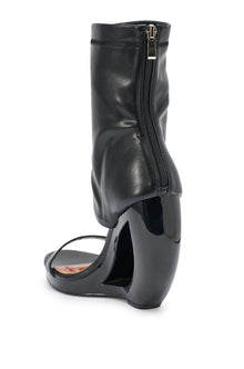 Sisoras AKIRA GOLD DUMISANI BLACK WEDGE OPEN TOE BOOTIE