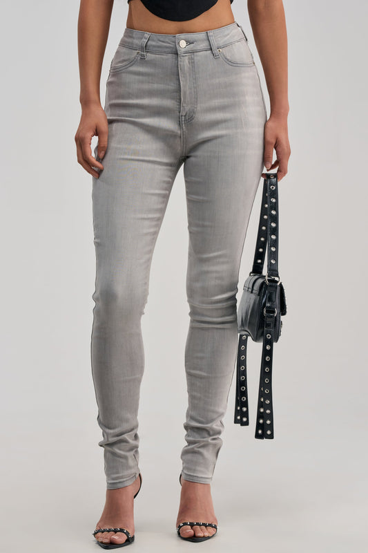 Sisoras FLEX-FIT HIGH WAISTED SUPER STRETCHY SKINNY JEANS IN GREY